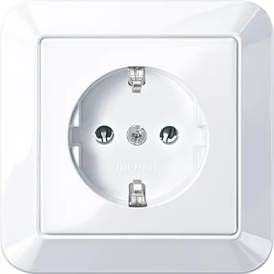Produktbild von Merten MEG2401-1025 Schutzkontakt-Steckdose mit voller Abdeckplatte, Schraub-Liftklemmen, aktivweiß glänzend, 1-M