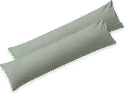 Produktbild von Blumtal Seitenschläferkissen Bezug 40 x 145 (2er Set Kissenbezüge) - Hellgrün - Kissenhülle mit Reißverschluss