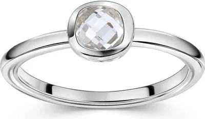 Produktbild von MATERIA by Matthias Wagner Zirkonia Ring Silber 925 quadratischer Stein in Schmucketui SR-13