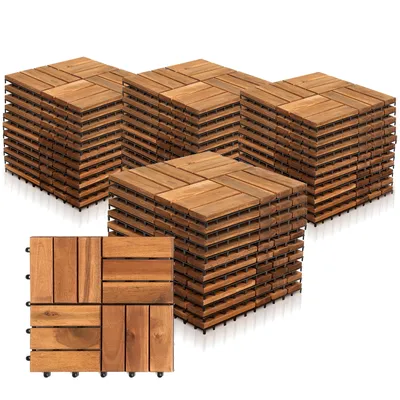 Zdjęcie produktu dla Yakimz płytki drewniane 44x 4m² drewno akacjowe płytki tarasowe kliknij płytki 30x30cm ogród balkon mozaika