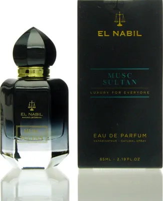 A perfume bottle and its box are displayed side-by-side on a white background.