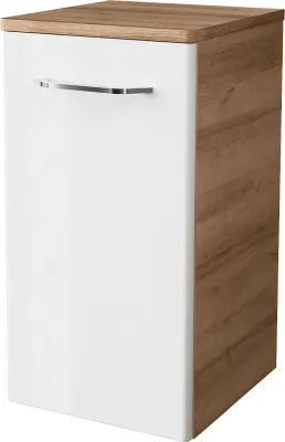 Produktbild von FACKELMANN Unterschrank MILANO / Badschrank mit Soft-Close / Maße (B x H x T): ca. 30,5 x 57 x 32 cm / Schrank fürs Bad mit 1 Tür / Türanschlag frei wählbar / Korpus: Braun hell / Front: Weiß