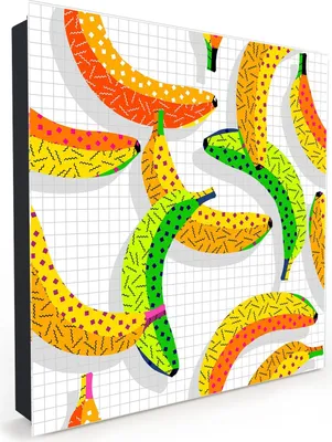 Produktbild von Nachbildung-Schlüsselkasten, Magnetpinnwand und Memoboard mit Glasfront Motiv Retro Bananen
