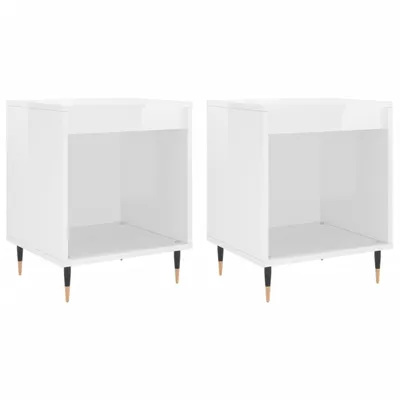 Produktbild von Möbel Nachttisch, 2er Set, Beistelltisch, - multifunktional& Moderne - Hochglanz-Weiß 40x35x50 cm Holzwerkstoff - Nachttische & -schränke CLORIS7013028