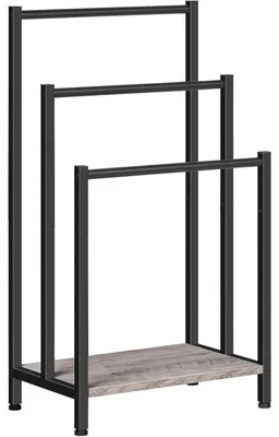 Produktbild von Handtuchständer Freistehend mit 3 Stangen 43 x 28 x 81 cm Greige + Schwarz