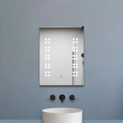 Produktbild von Badspiegel mit Beleuchtung 39x50cm Badezimmerspiegel Kaltweiß Wandspiegel mit Touch-schalter IP44