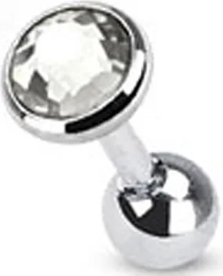 Produktbild von Tragus Helix Cartilage Ohr Piercing Zirkonia Stecker Barbell Kristalle Chirurgenstahl Autiga®  silber-klar Kugel Ø 3 mm