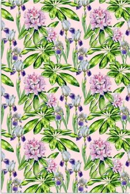 Produktbild von MuchoWow® Poster Blumen - Hortensie - Muster 120x180 cm - Kunstposter