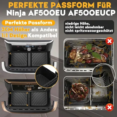Produktbild von Schwarz Quadratische Brotbackform für Ninja Foodi Heißluftfritteuse Schnellkochtopf Backofen, Antihaft Toastbrot Kastenform, Backzubehör