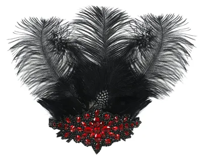 Feder-Hutaccessoire mit Strass, schwarz, für Kostüme