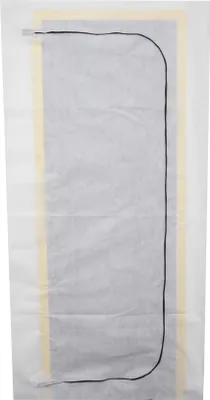 A dust protection door made of non-woven fabric with a zipper, laid flat.