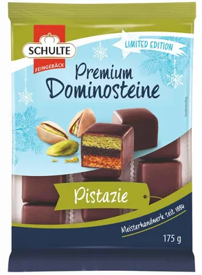 Produktbild von Schulte Premium Dominosteine Pistazie Zartbitter 175g