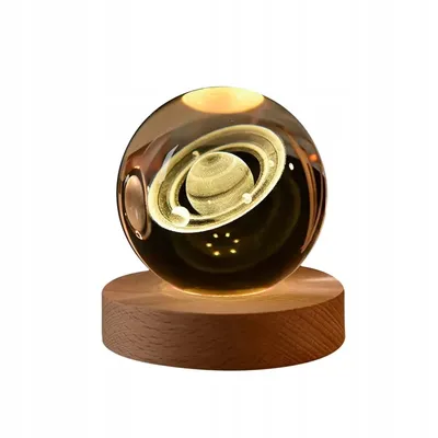 Obrázek produktu pro Skleněná koule 3D noční světlo 6 cm napájená USB pro dětský pokoj Planet