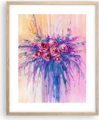 Produktbild von Gerahmtes Poster - Rahmen in heller Eiche - Blumenstrauß Blumen Rosen - 40x50 cm - Wand Bild - Wanddeko - Wandbilder - Kunstposter - Wandposter - Bilderrahmen - Bilder - Kunstdruck - P2NPA40x50-4465