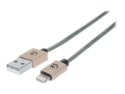 Produktbild von Manhattan 394321, 1 m, Lightning, USB A, Männlich, Männlich, Gold, Grau