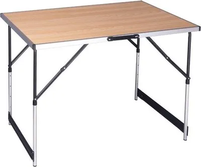 Obrázek produktu pro Skládací kempingový stůl - robustní konstrukce z hliníku a dřeva - nastavitelný a lehký - moderní design