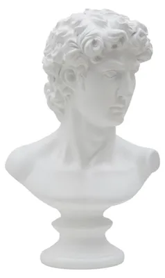 Imagen del producto de Escultura de cabeza, resina, 21,5 x 14,5 x 34 cm, color blanco, diseño de Mauro Ferretti, estilo romano