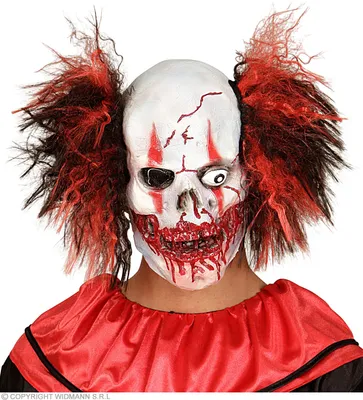 Produktbild von Blutige Clowntotenkopfmaske Mit Haar
