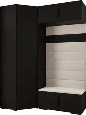 Produktbild von MEBLE KRYSPOL Inova 1 Möbelset Garderobe, 236,7x181,7x47cm - Schwarz, Manila 02, Schwarz
