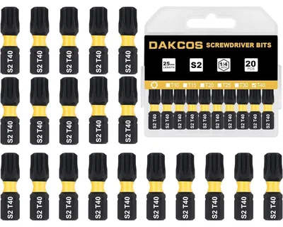 Produktbild von Torx Bits T40 S2 Stahl 1/4" Sechskantschaft 25 mm 20 Stück