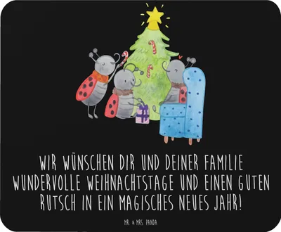 Produktbild von Mr. & Mrs. Panda Mouse Pad Weihnachten Smörle - Schwarz - Geschenk, mauspad pc, mousepad, Tannennadeln, Pfefferminzstange, Weihnachtsbaum