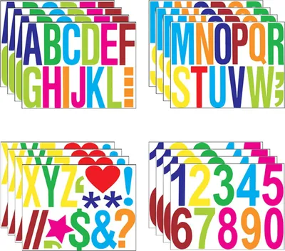 Obrázok produktu pre Samolepiace Písmená a Číslice Nálepky, 16 Archov, 10 cm, Viacfarebný Vinyl, na Kreatívne Použitie