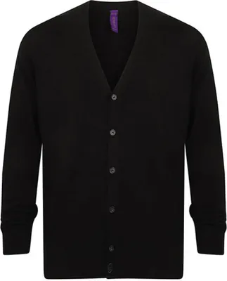 Produktbild von Henbury H722 | MenŽs V Button Cardigan - Farbe: Black - Größe: 4XL