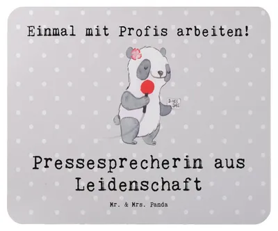Produktbild von Mr. & Mrs. Panda Mauspad Pressesprecherin Leidenschaft - Grau Pastell - Geschenk, Mouse Pad, laptop mousepad, pc mausunterlage