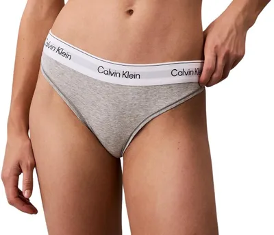 Produktbild von Calvin Klein Damen String Thong mit Stretch, Grau (Grey Heather), XS
