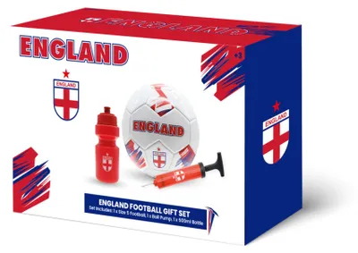 Produktbild von Gioco Fußball Geschenkset England Größe 5 - Fußball Trinkflasche Pumpe