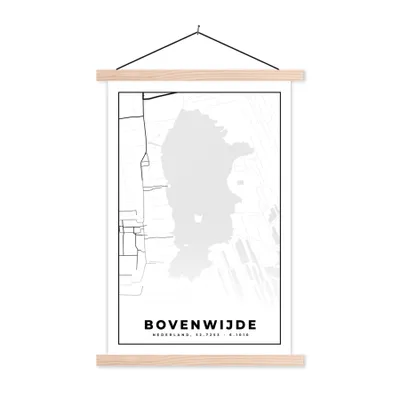Obrázek produktu pro MuchoWow® Textilní plakát - Mapa - Mapa města - Overijssel - 120x180cm - S hnědými lamelami