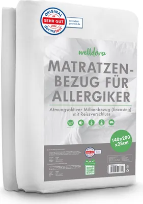 A white packaged mattress protector is shown against a white background.