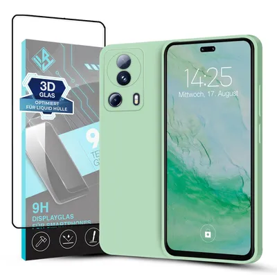 Produktbild von Hülle für Xiaomi 13 Lite 5G mit 9H Displayglas Displayschutz Case Cover Bumper Smartphone Softgrip Schutzhülle Farbe: Türkis