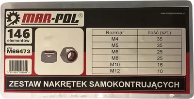 Produktbild von Selbstkontrollierender Satz Muttern 146 Elemente Stopmutter M4 - M12 M473