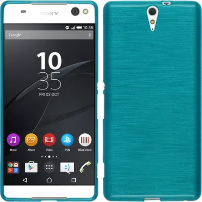 Produktbild von PhoneNatic Case kompatibel mit Sony Xperia C5 Ultra - blau Silikon Hülle brushed + 2 Schutzfolien