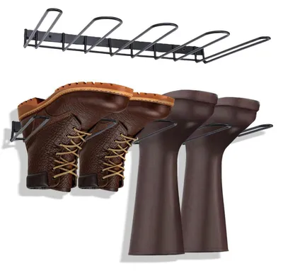 Productafbeelding van Wandplank voor schoenen, metalen, zwart, set van 2, geschikt voor hoge laarzen
