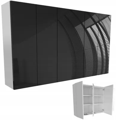 Zdjęcie produktu dla szafka łazienkowa do łazienki 140cm 140x80 wisząca czarny połysk