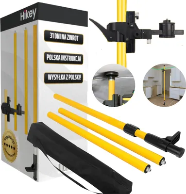 Produktbild von Hikey Laser Teleskopstange 3,65m, für Rotationslaser und Kreuzlinienlaser, Lasermontagestange, Kompatibel mit 1/4" und 5/8", Laser-Wasserwaage