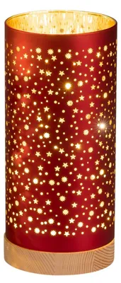 Produktbild von formano LED Deko Licht Rot 20 cm Glas Holzsockel Timer 6h/18h Weihnachten
