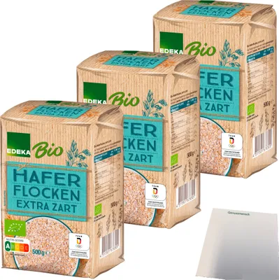 Produktbild von Edeka  Haferflocken extra zart 3er Pack (3x500g Packung) + usy Block