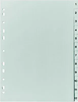 Produktbild von proOFFICE Kunststoff Register Zahlen A4 12-teilig