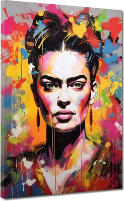 Produktbild von Abstrakt Frida Pop Art Leinwandbild Wandbild Kunstdruck XL Wanddeko: 60x80x2cm