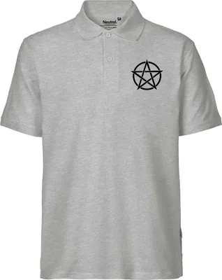 Produktbild von Huuraa Herren Polo Shirt Pentagramm Drudenfuß XL Sport Grey Bio Baumwolle Fairtrade Poloshirt Geschenkidee