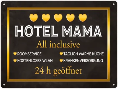 Produktbild von Hotel Mama - All inclusive Metallschild XXL in 28x38 cm