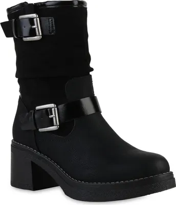 Buckle Ankle Boots Nieten Schnallen Schuhe Stiefeletten Schnallen