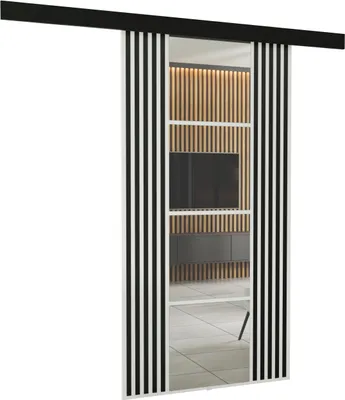 Produktbild von KIER FURNITURE Wandschiebetüren mit Spiegeln EMPI 100 - 106x205x1,6 cm - Weiß