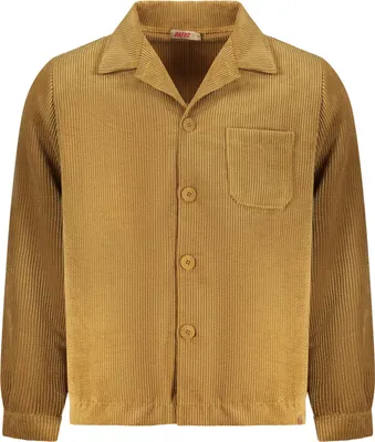 Image de Chemise marron pour homme en velours avec poche poitrine et boutons