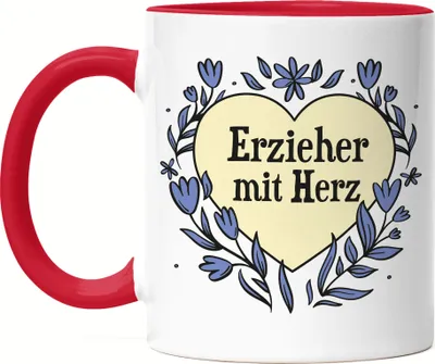 Produktbild von Erzieher mit Herz Tasse Rot  Geschenkidee Zum Danke Sagen Bester Erzieher
