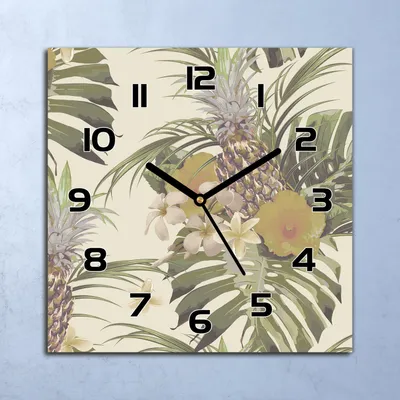 Produktbild von Wanduhr Echt-Glas-Küchenuhr Pflanze Dschungel Quarz Lautlos 30x30 Deko Bilder