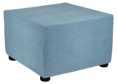 Stretch-Hockerbezug quadratisch, Twill, 57-70 cm, Blau